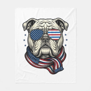 Patriottische Bulldog Vintage Gravure Shirt Ontwer Fleece Deken