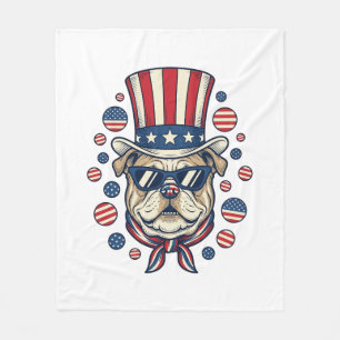 Patriottische Bulldog Vintage Gravure Shirt Ontwer Fleece Deken