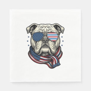 Patriottische Bulldog Vintage Gravure Shirt Ontwer Servet