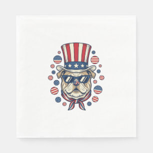 Patriottische Bulldog Vintage Gravure Shirt Ontwer Servet