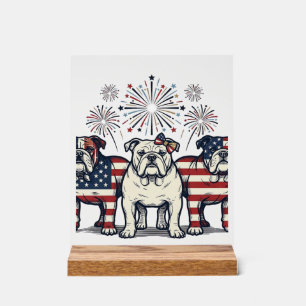 Patriottische Bulldog Vuurwerk Vintage Gravure Ont Acryl Bord