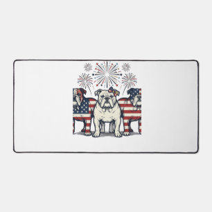 Patriottische Bulldog Vuurwerk Vintage Gravure Ont Bureaumat