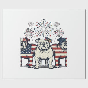 Patriottische Bulldog Vuurwerk Vintage Gravure Ont Cadeaupapier