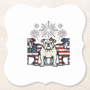 Patriottische Bulldog Vuurwerk Vintage Gravure Ont Kartonnen Onderzetters