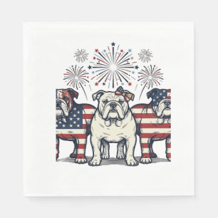 Patriottische Bulldog Vuurwerk Vintage Gravure Ont Servet