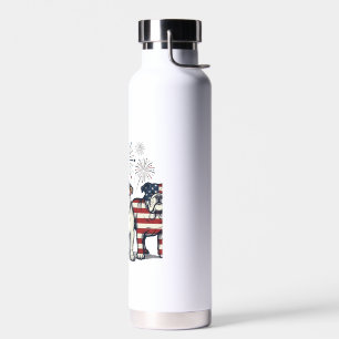Patriottische Bulldog Vuurwerk Vintage Gravure Ont Waterfles