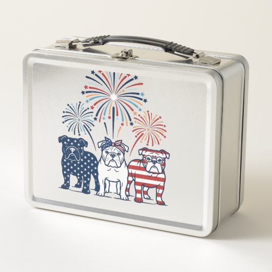 Patriottische Bulldog Vuurwerk Vintage Vector Desi (Voorkant)