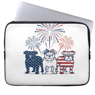 Patriottische Bulldog Vuurwerk Vintage Vector Desi Laptop Sleeve