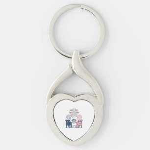 Patriottische Bulldog Vuurwerk Vintage Vector Desi Sleutelhanger