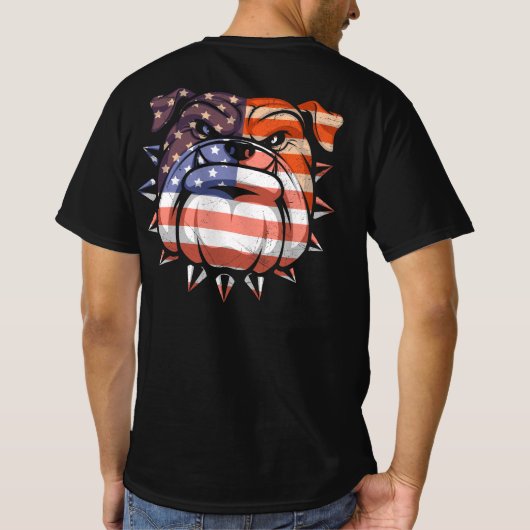 Patriottische bulledog 4 juli Amerika vlag T-shirt (Achterkant)