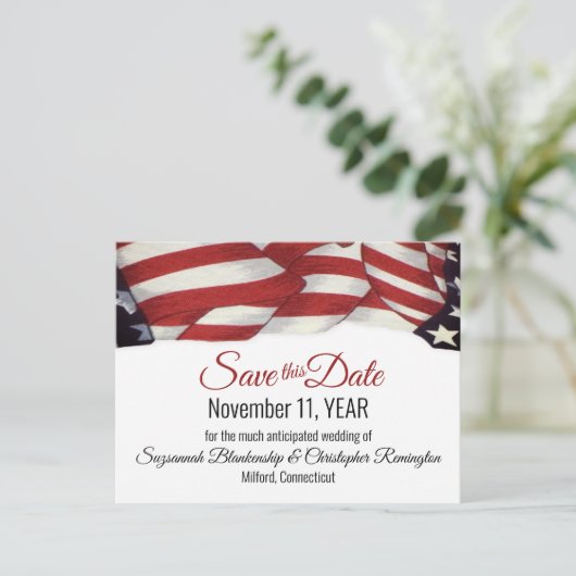 Patriottische bundelingse Aangepast sparen de Datu Aankondigingskaart (Staand voorkant)