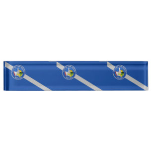 Patriottische bureau naambord met vlag van Las Veg