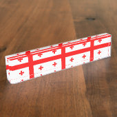 Patriottische bureaunaamplaat met vlag van Georgië Naambordje (Zijkant)