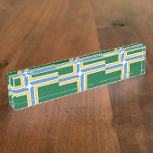 Patriottische bureaunaamplaat met vlag van Portlan Naambordje (Zijkant)