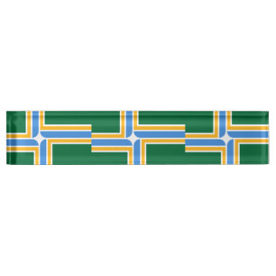 Patriottische bureaunaamplaat met vlag van Portlan Naambordje