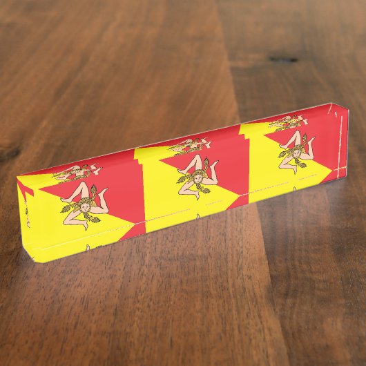 Patriottische bureaunaamplaat met vlag van Sicilië Naambordje (Zijkant)