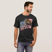 Patriottische Buschauffeur Schoolbus Amerikaanse V T-shirt (Voorkant volledig)