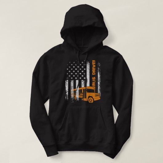 Patriottische buschauffeur USA American Flag Schoo Hoodie (Design voorkant)