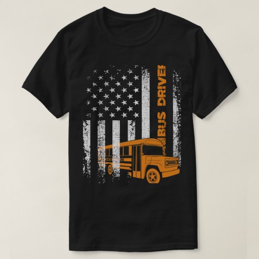 Patriottische buschauffeur USA American Flag Schoo T-shirt (Design voorkant)