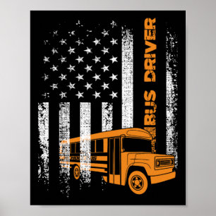 Patriottische Buschauffeur VS Amerikaanse Vlag - S Poster