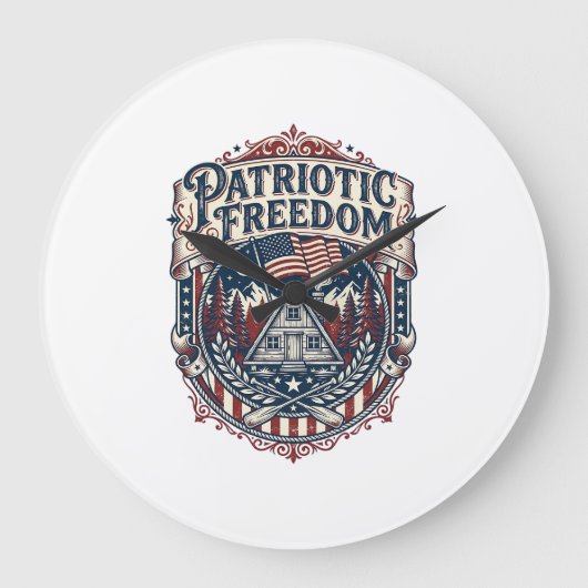 Patriottische cabin weekend vector grafische T-shi Grote Klok (Voorkant)