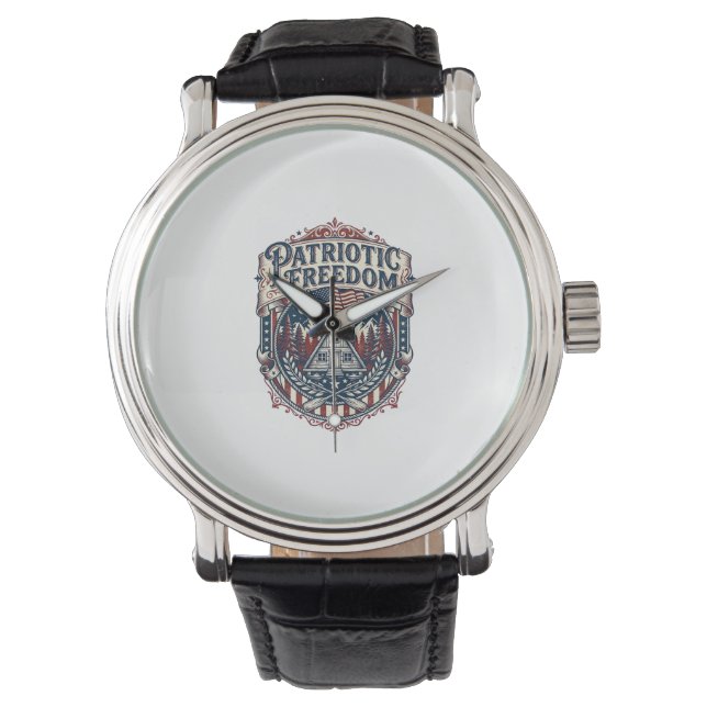 Patriottische Cabin Weekend Vector Grafische T-shi Horloge (Voorkant)