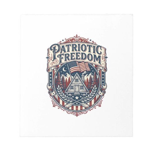 Patriottische Cabin Weekend Vector Grafische T-shi Notitieblok (Voorkant)