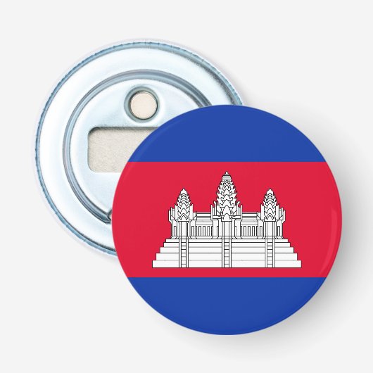 Patriottische Cambodja Vlag Button Flesopener (Voorkant)
