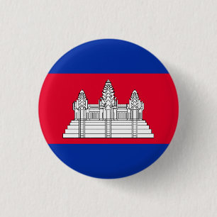 Patriottische Cambodja Vlag Knop Ronde Button 3,2 Cm