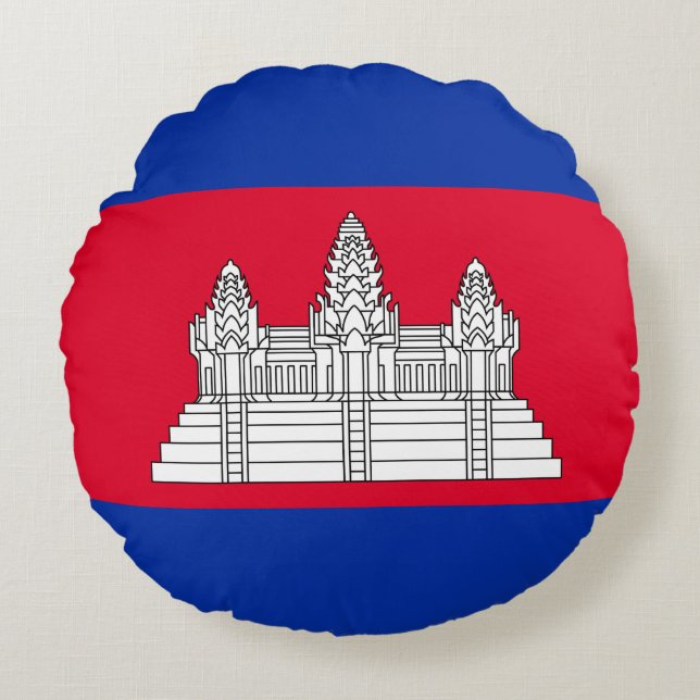 Patriottische Cambodja Vlag Ronde Kussen (Voorkant)