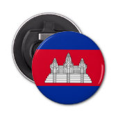 Patriottische Cambodjaanse vlag Button Flesopener (Voorkant)