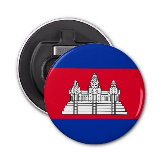 Patriottische Cambodjaanse vlag Button Flesopener (Voorkant)
