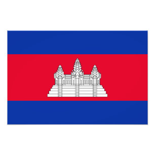 Patriottische Cambodjaanse vlag Foto Afdruk