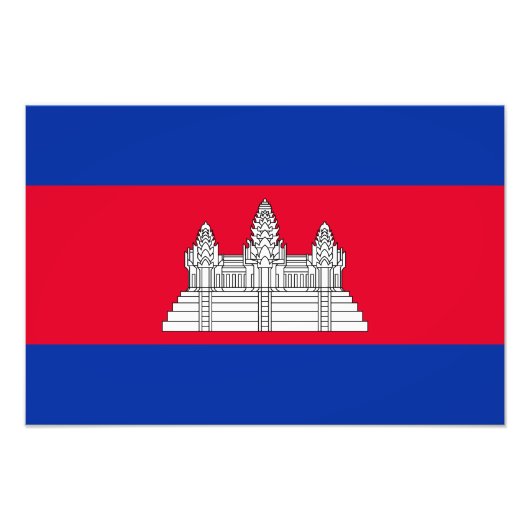 Patriottische Cambodjaanse vlag Foto Afdruk (Voorkant)