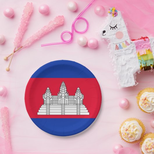 Patriottische Cambodjaanse vlag Papieren Bordje (Feest)