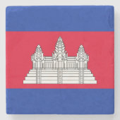 Patriottische Cambodjaanse vlag Stenen Onderzetter (Voorkant)