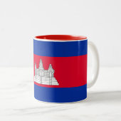 Patriottische Cambodjaanse vlag Tweekleurige Koffiemok (Voorkant rechts)