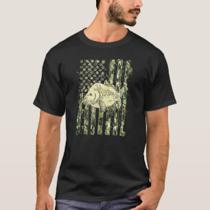 Patriottische Camo Amerikaanse Vlag Karper Vis Vis T-shirt