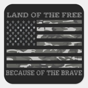 Patriottische Camo Amerikaanse Vlag Land Van De Vr Vierkante Sticker