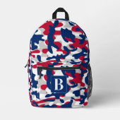 Patriottische Camo gepersonaliseerde Monogram Camo Bedrukte Rugzak (Voorkant)