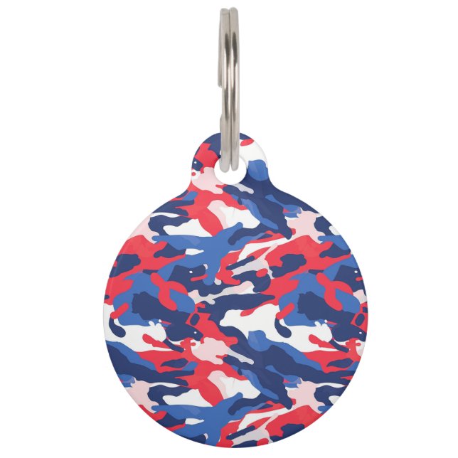 Patriottische Camo Rood Wit Blauw USA Amerikaanse  Huisdierpenning (Voorkant)