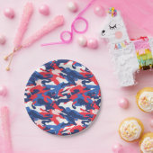 Patriottische Camo Rood Wit Blauw USA Amerikaanse Papieren Bordje (Feest)