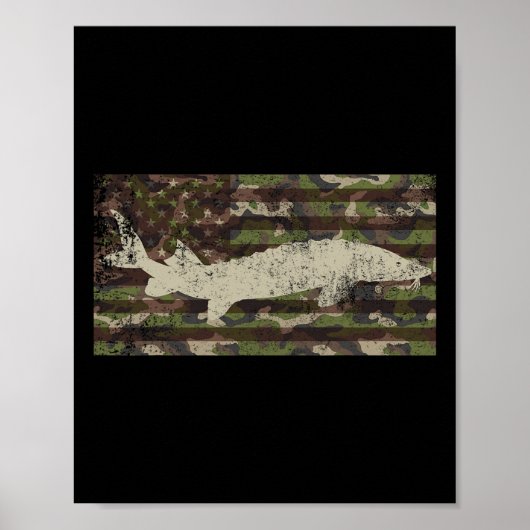 Patriottische Camo VS Vlag Steur Vissen Poster (Voorkant)