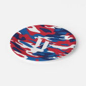 Patriottische Camouflage Monogram Rood Wit Blauw C Papieren Bordje (Gekanteld)