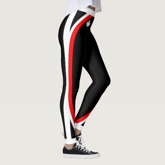 Patriottische Canada Maple met naam en zijstrepen Leggings (Rechts)