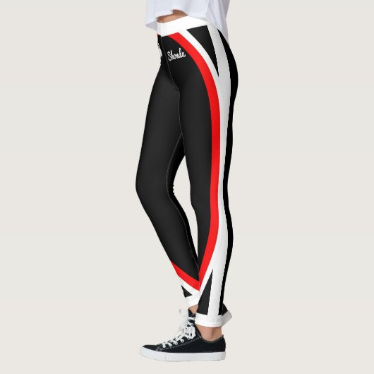 Patriottische Canada Maple met naam en zijstrepen Leggings (Links)