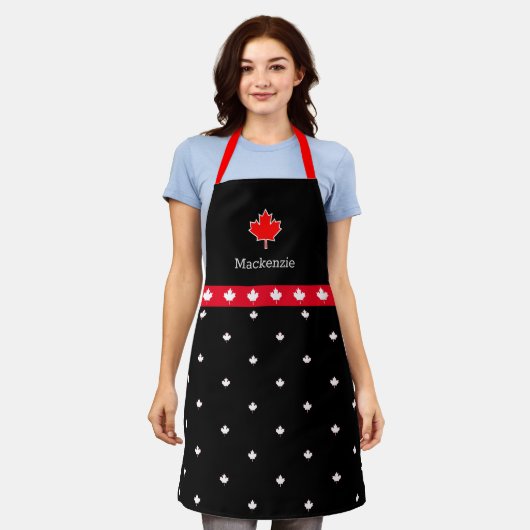 Patriottische Canadese Chef Red en White Maple Lea Schort (Gedragen)