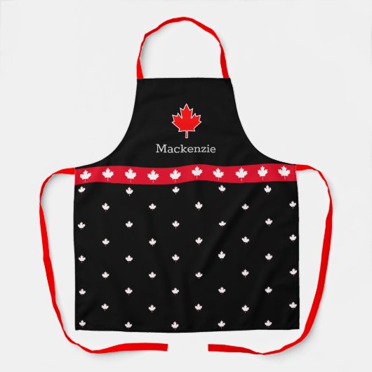 Patriottische Canadese Chef Red en White Maple Lea Schort (Voorkant)