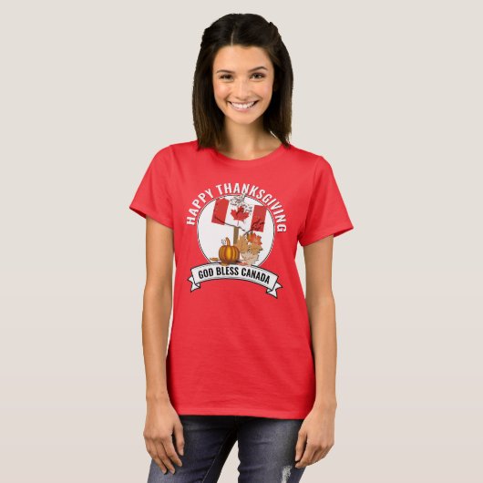 Patriottische CANADESE THANKSGIVING God zegene Can T-shirt (Voorkant volledig)