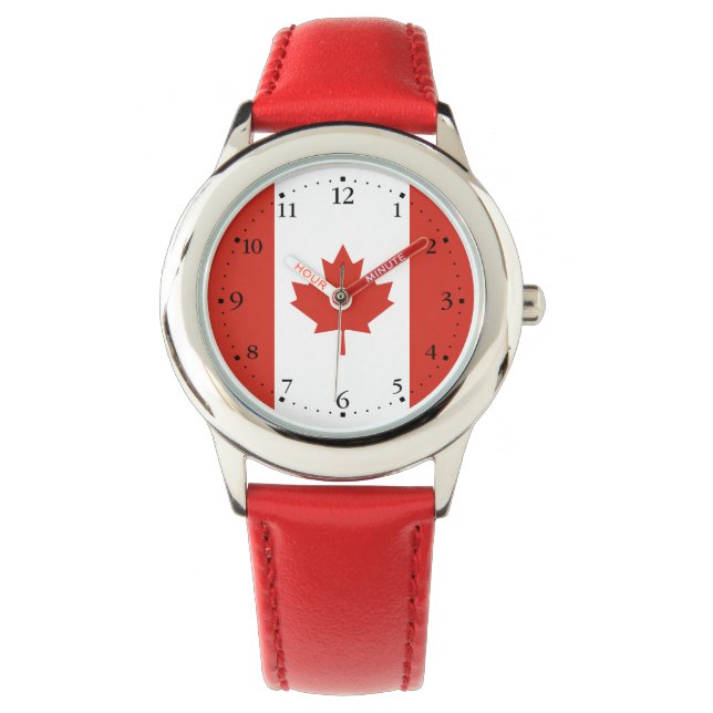 Patriottische Canadese vlag Horloge (Voorkant)